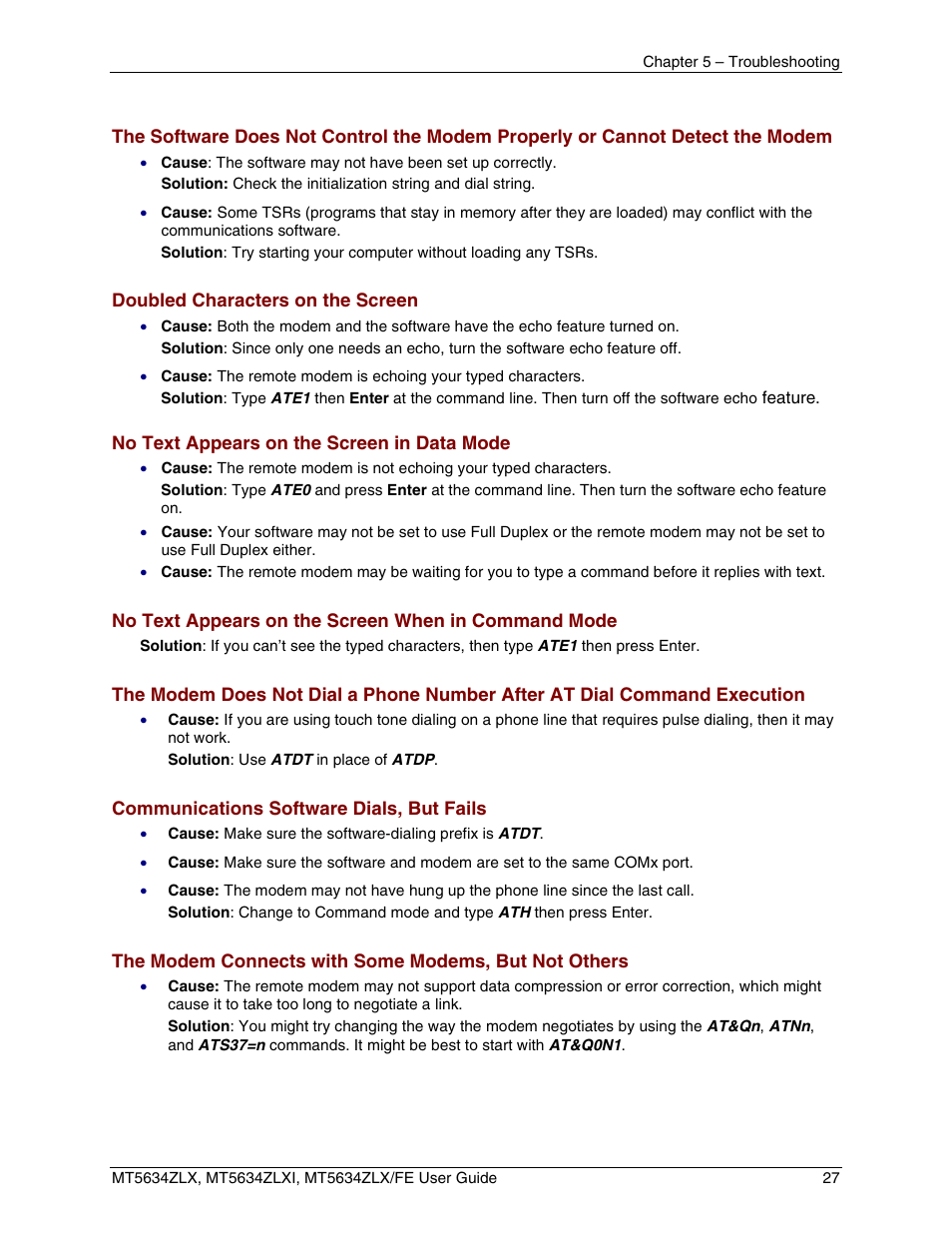 Multi-Tech Systems MT5634ZLXFE User Manual | Page 27 / 43