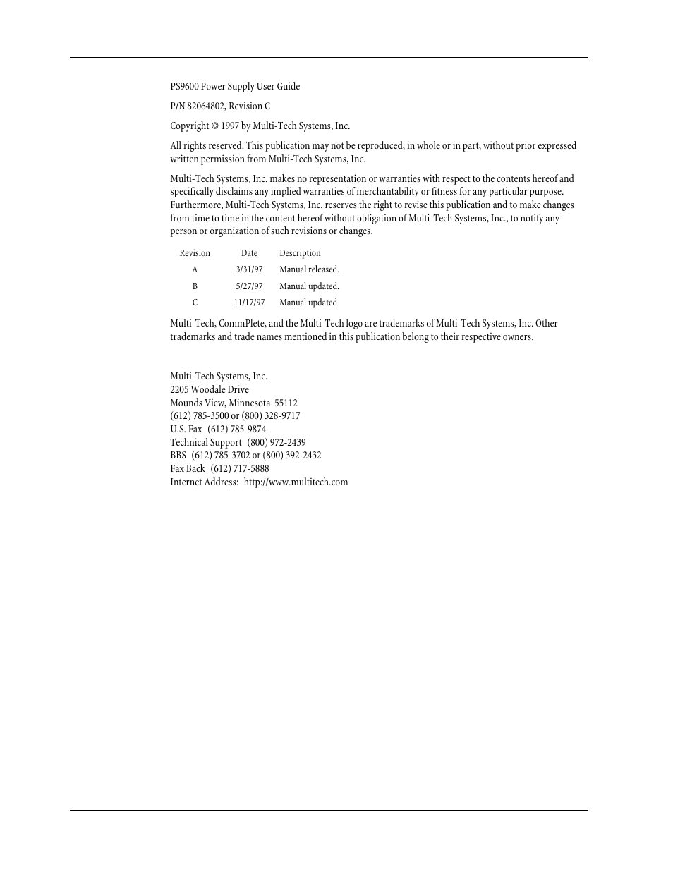 Multi-Tech Systems PS9600 User Manual | Page 2 / 21