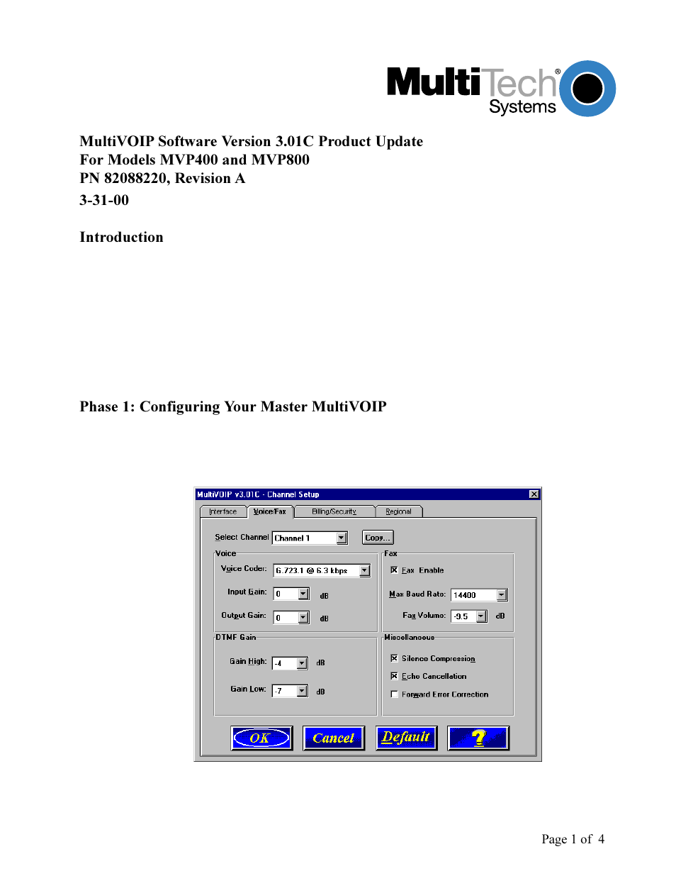 Multi-Tech Systems MVP 800 User Manual | 4 pages