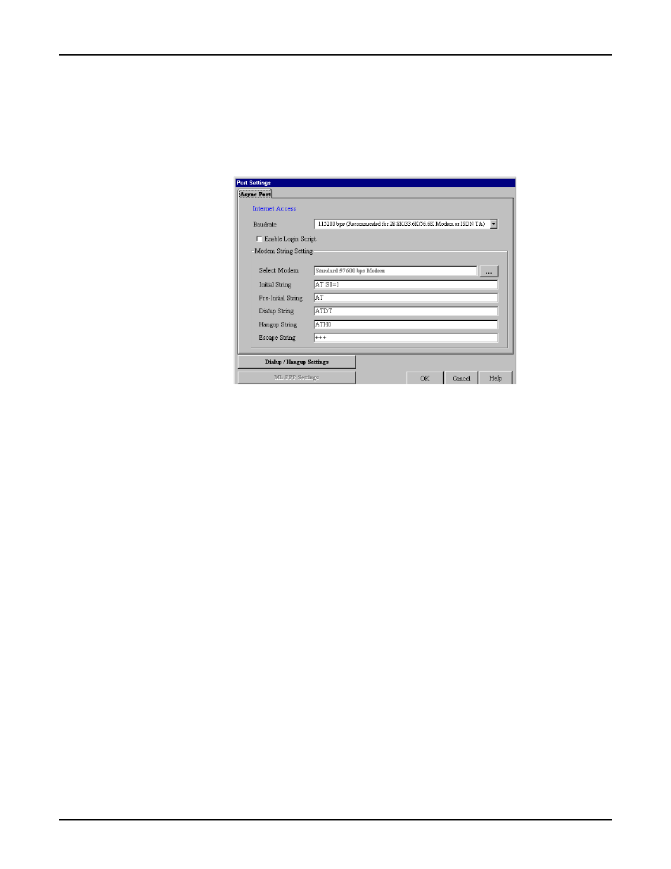 Port settings | Multi-Tech Systems RF500S User Manual | Page 48 / 134