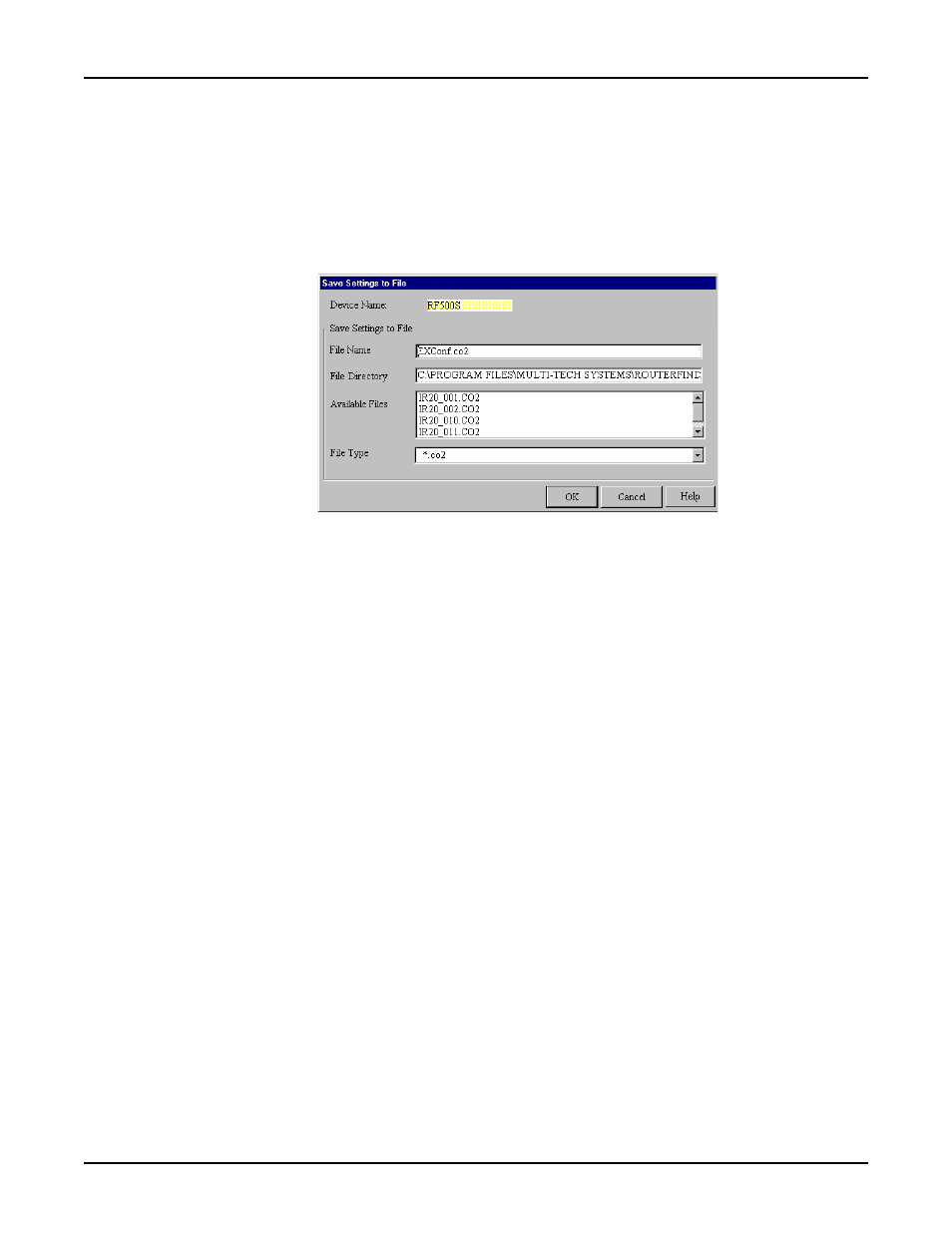 Save settings to file | Multi-Tech Systems RF500S User Manual | Page 63 / 134