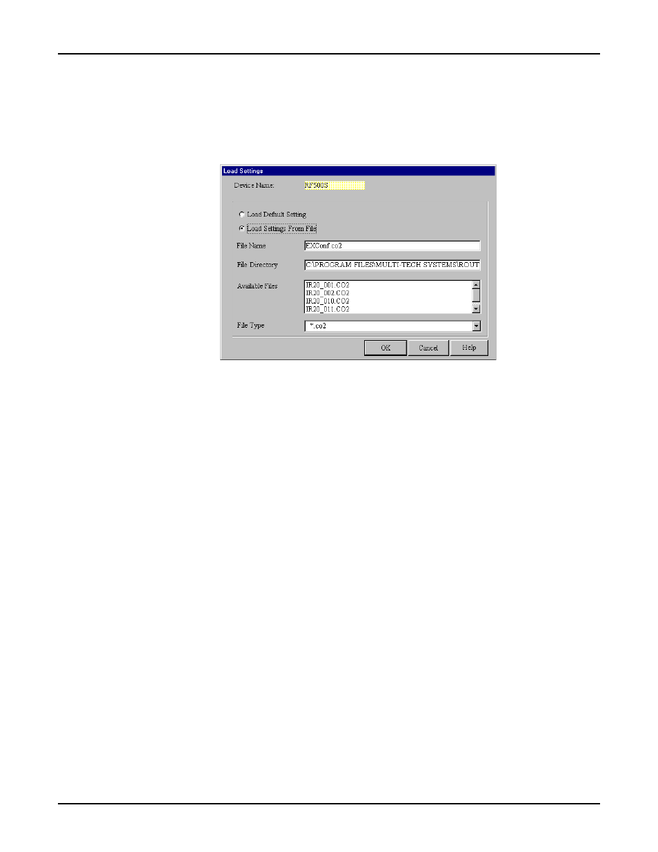 Load settings | Multi-Tech Systems RF500S User Manual | Page 64 / 134