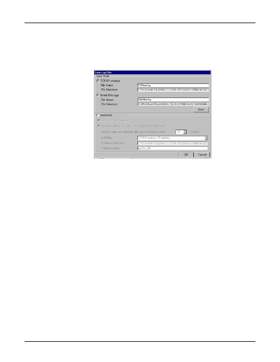 Save to file, Save now, Autosave | Save now autosave | Multi-Tech Systems RF500S User Manual | Page 72 / 134