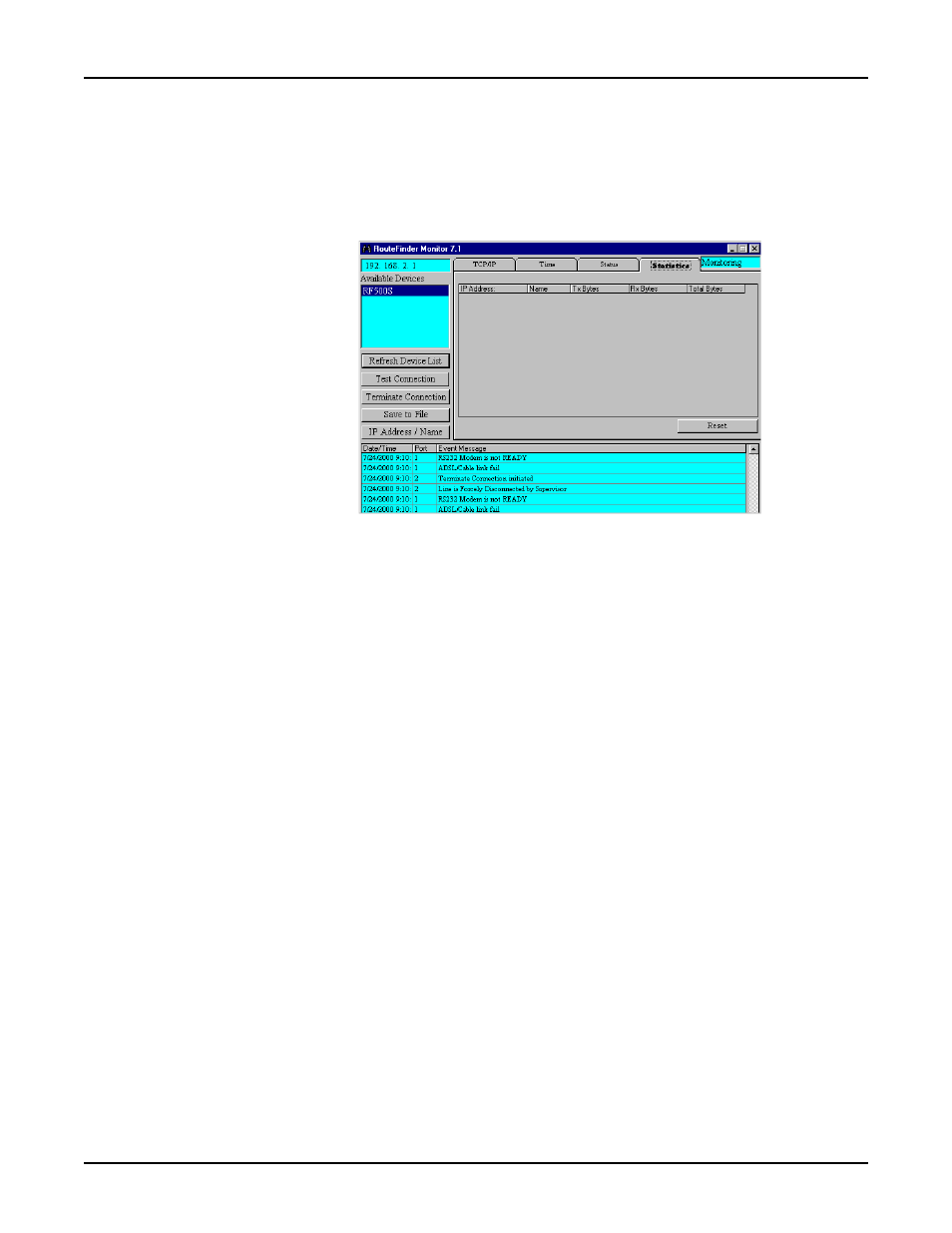 Statistics tab | Multi-Tech Systems RF500S User Manual | Page 78 / 134