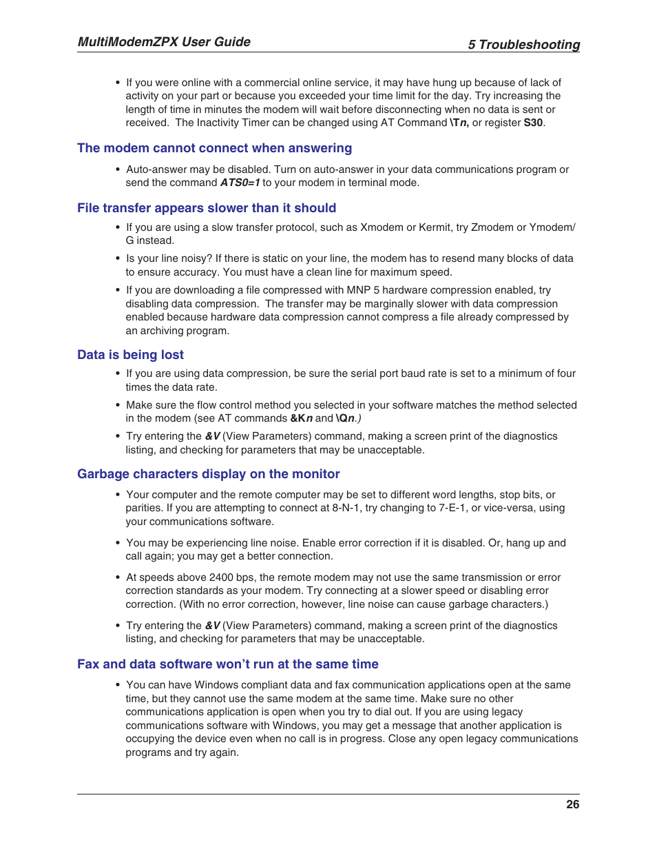 Multi-Tech Systems MULTIMODEM MT5634ZPX-V.92-ISA User Manual | Page 26 / 47