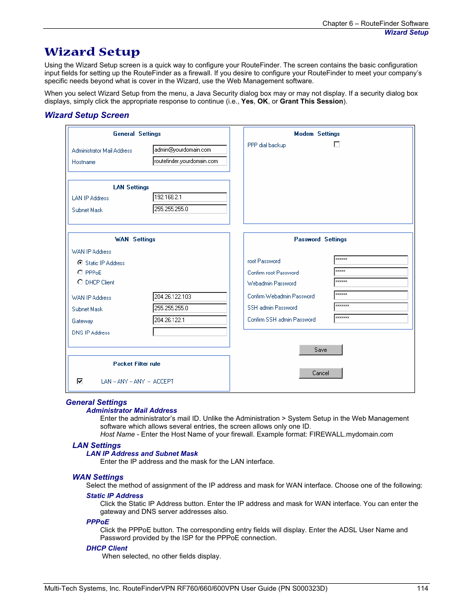 Wizard setup | Multi-Tech Systems RF660 User Manual | Page 114 / 189
