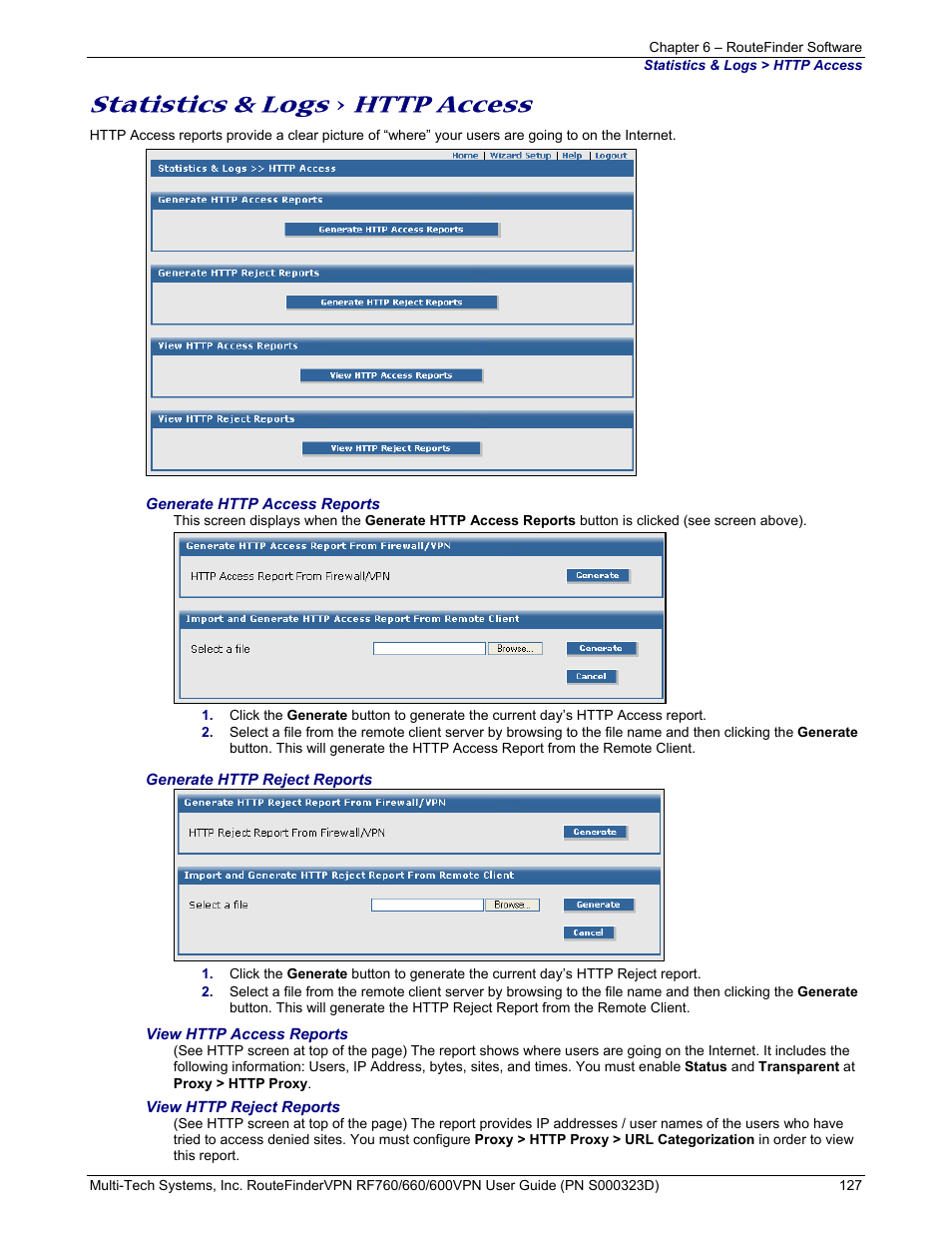 Statistics & logs | Multi-Tech Systems RF660 User Manual | Page 127 / 189