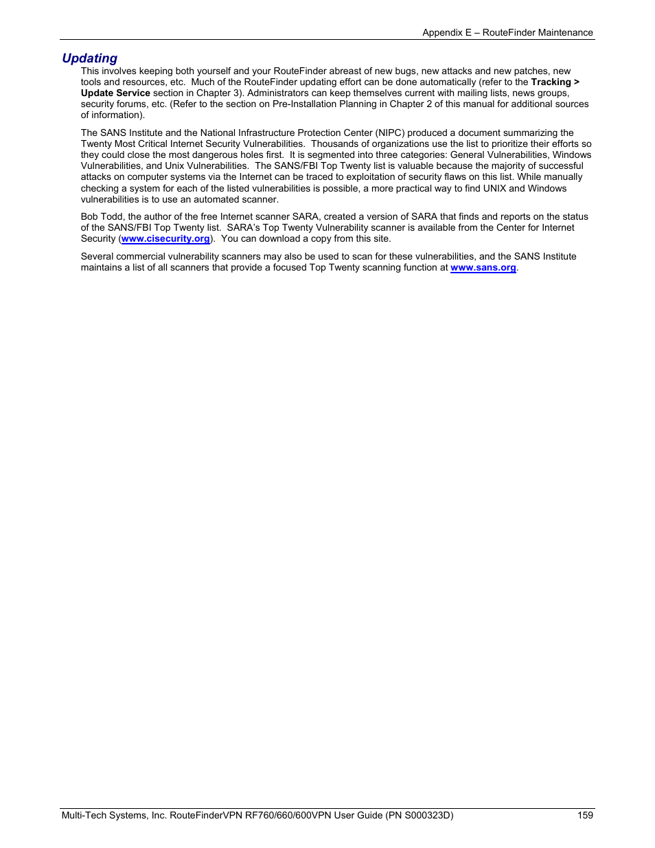 Updating | Multi-Tech Systems RF660 User Manual | Page 159 / 189