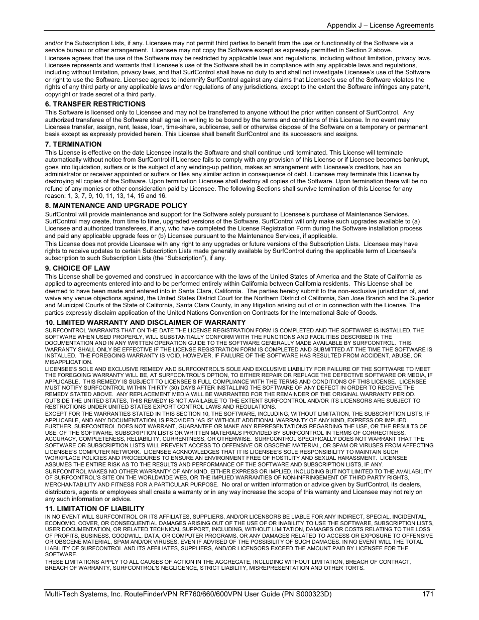 Multi-Tech Systems RF660 User Manual | Page 171 / 189