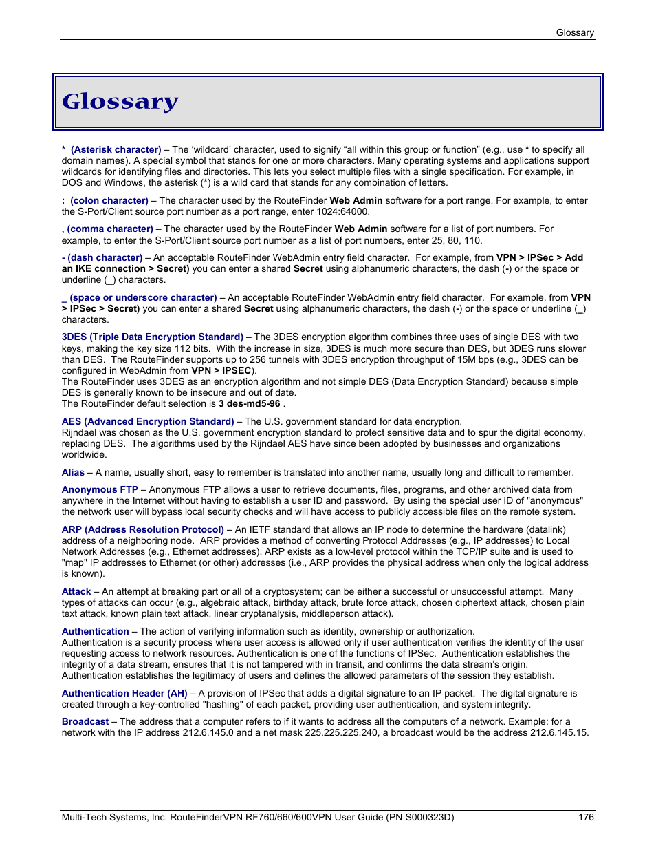 Glossary | Multi-Tech Systems RF660 User Manual | Page 176 / 189