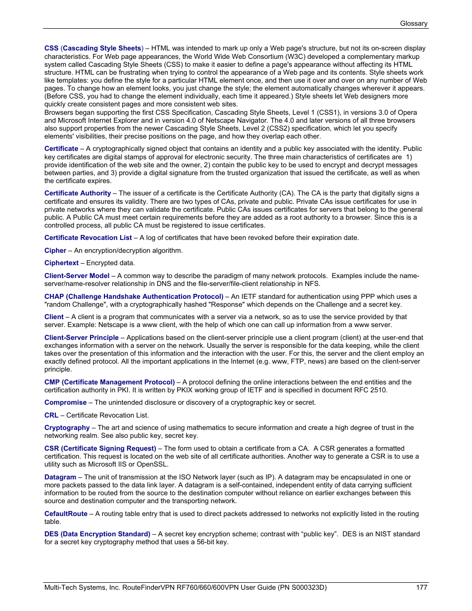 Multi-Tech Systems RF660 User Manual | Page 177 / 189