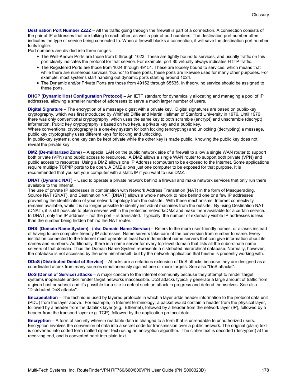 Multi-Tech Systems RF660 User Manual | Page 178 / 189