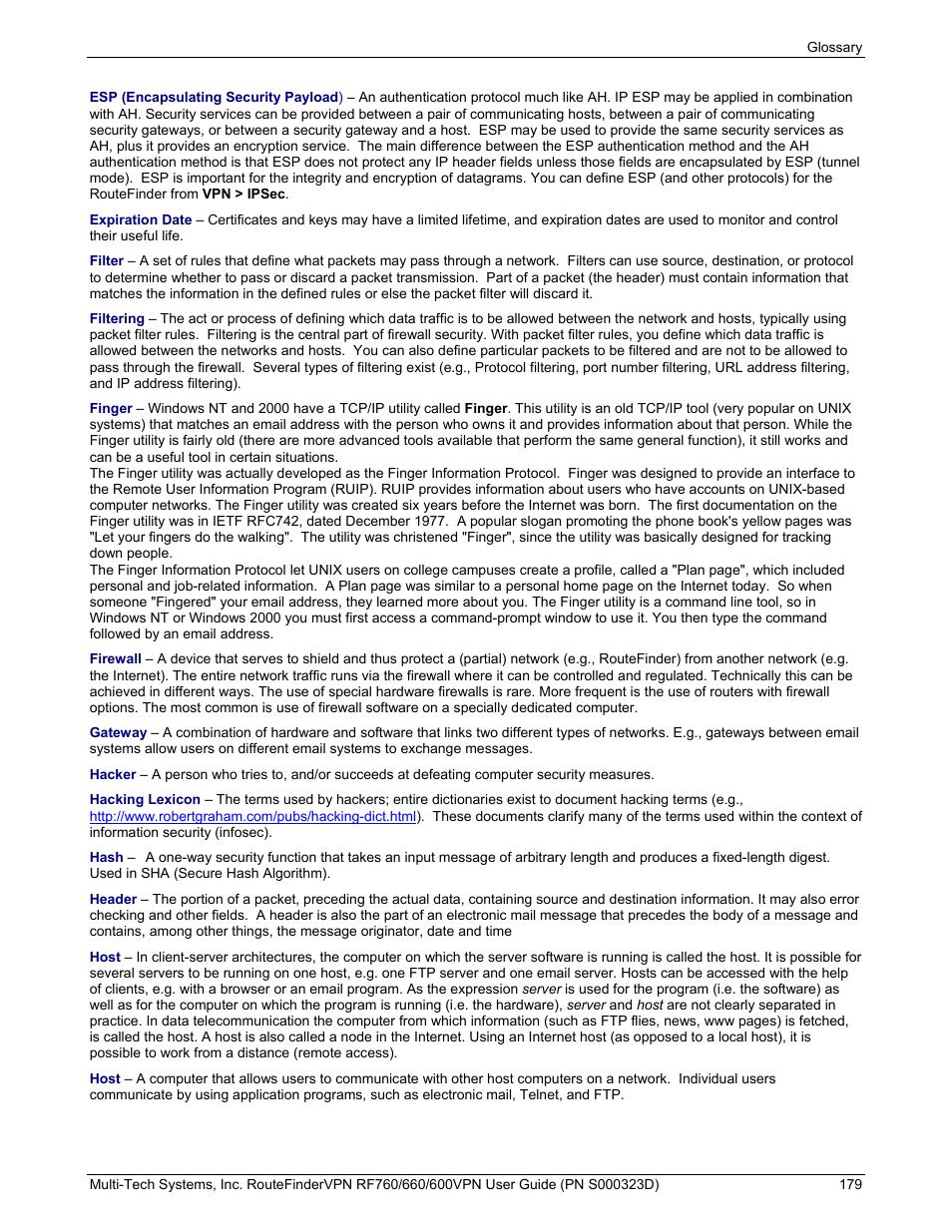 Multi-Tech Systems RF660 User Manual | Page 179 / 189