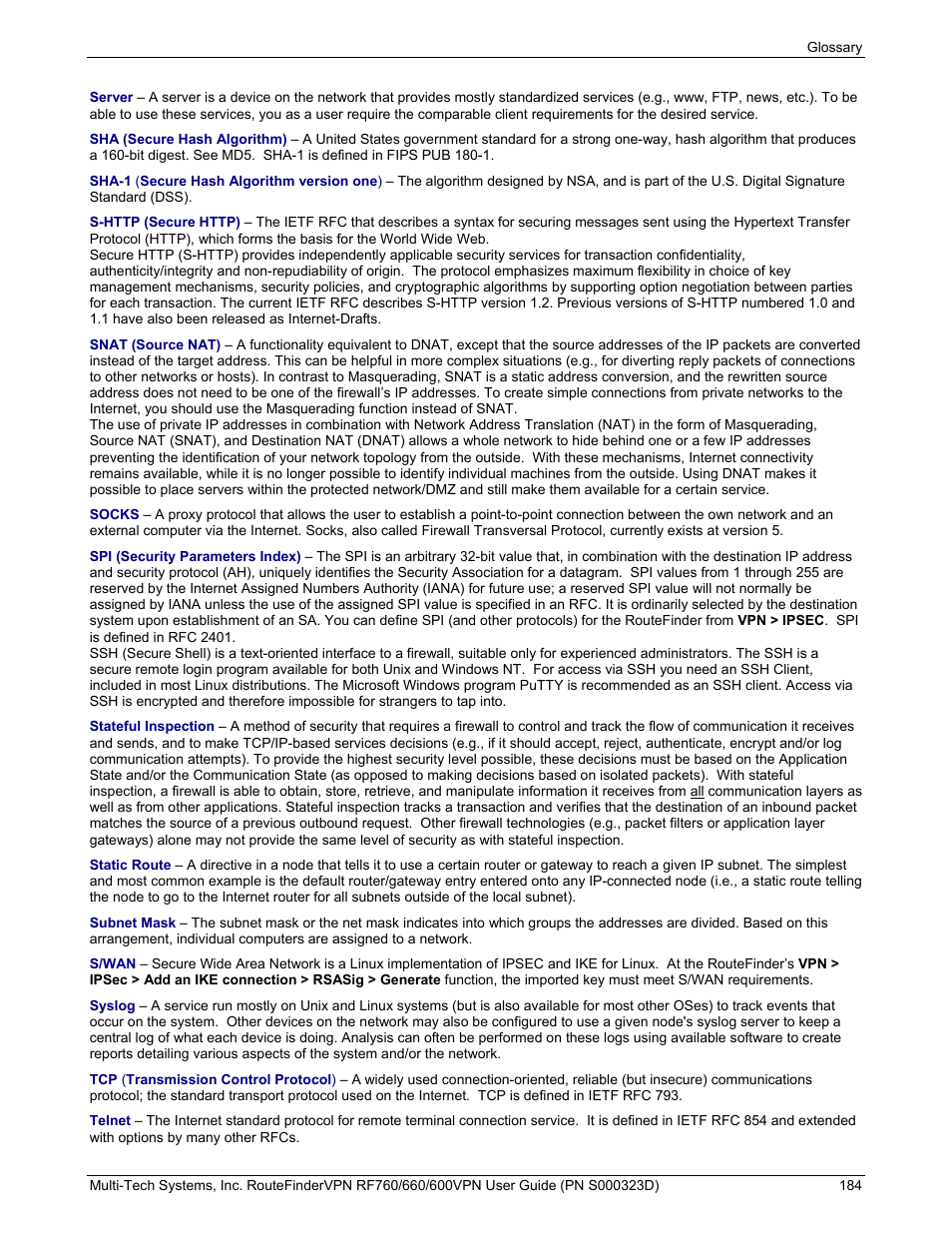 Multi-Tech Systems RF660 User Manual | Page 184 / 189