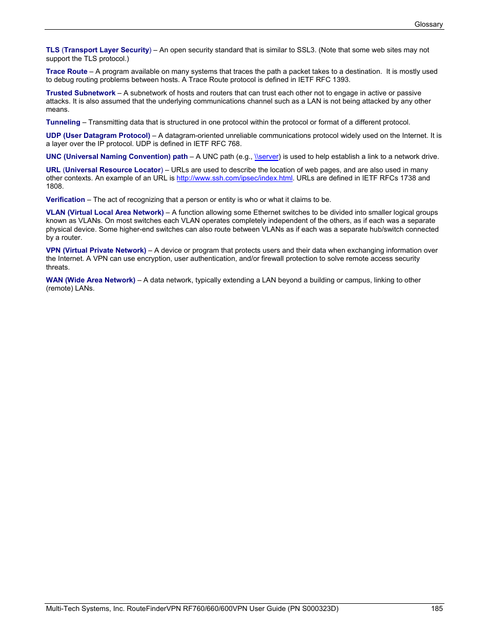 Multi-Tech Systems RF660 User Manual | Page 185 / 189