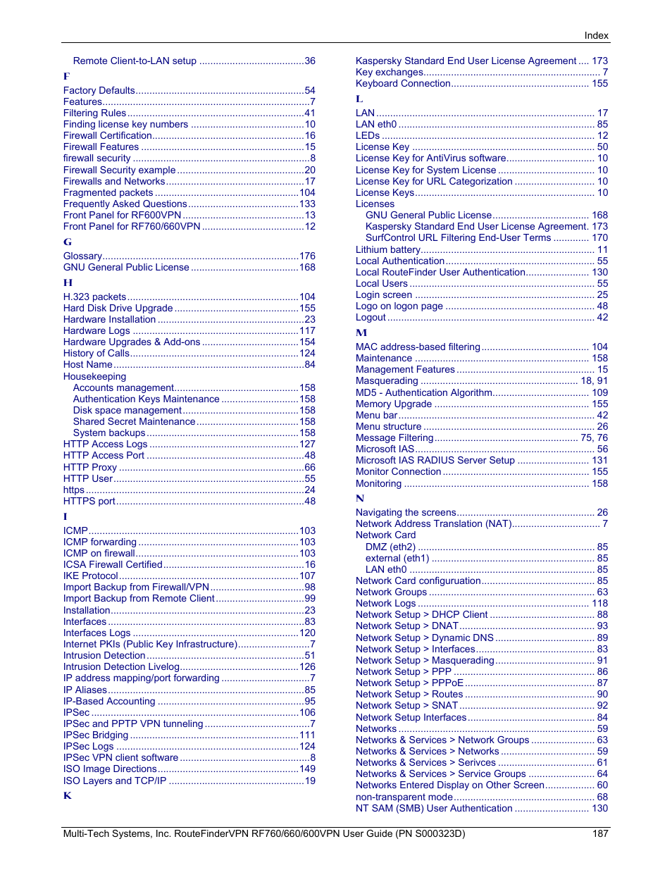 Multi-Tech Systems RF660 User Manual | Page 187 / 189
