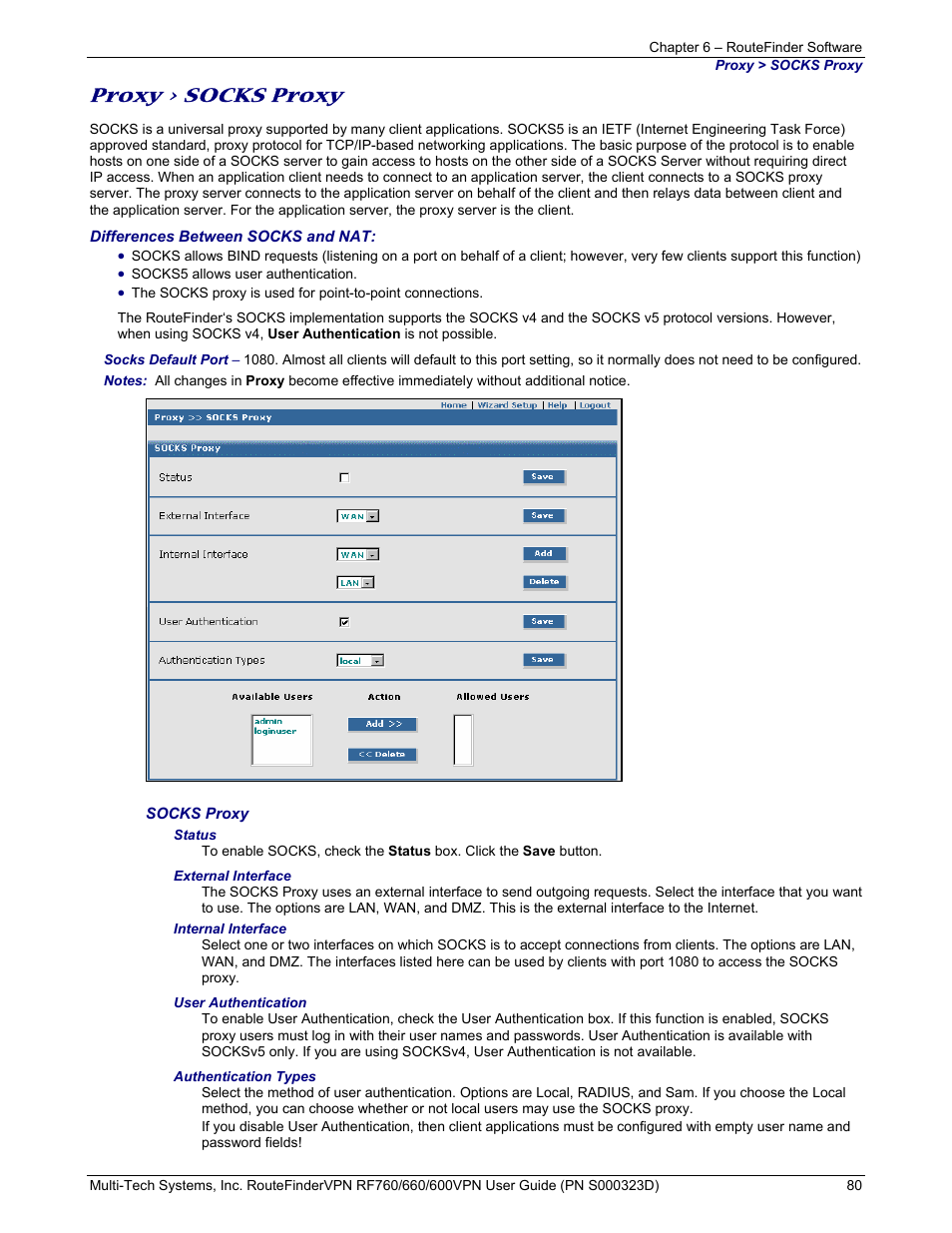 Proxy > socks proxy | Multi-Tech Systems RF660 User Manual | Page 80 / 189
