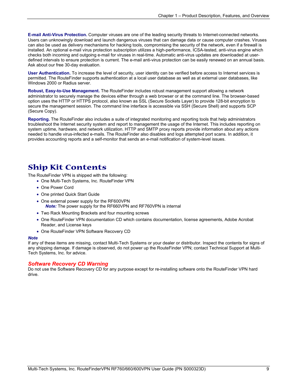 Ship kit contents | Multi-Tech Systems RF660 User Manual | Page 9 / 189