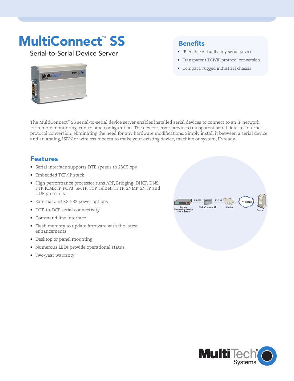 Multi-Tech Systems Multi-Tech MultiConnect SS MTS2SA-T User Manual | 2 pages