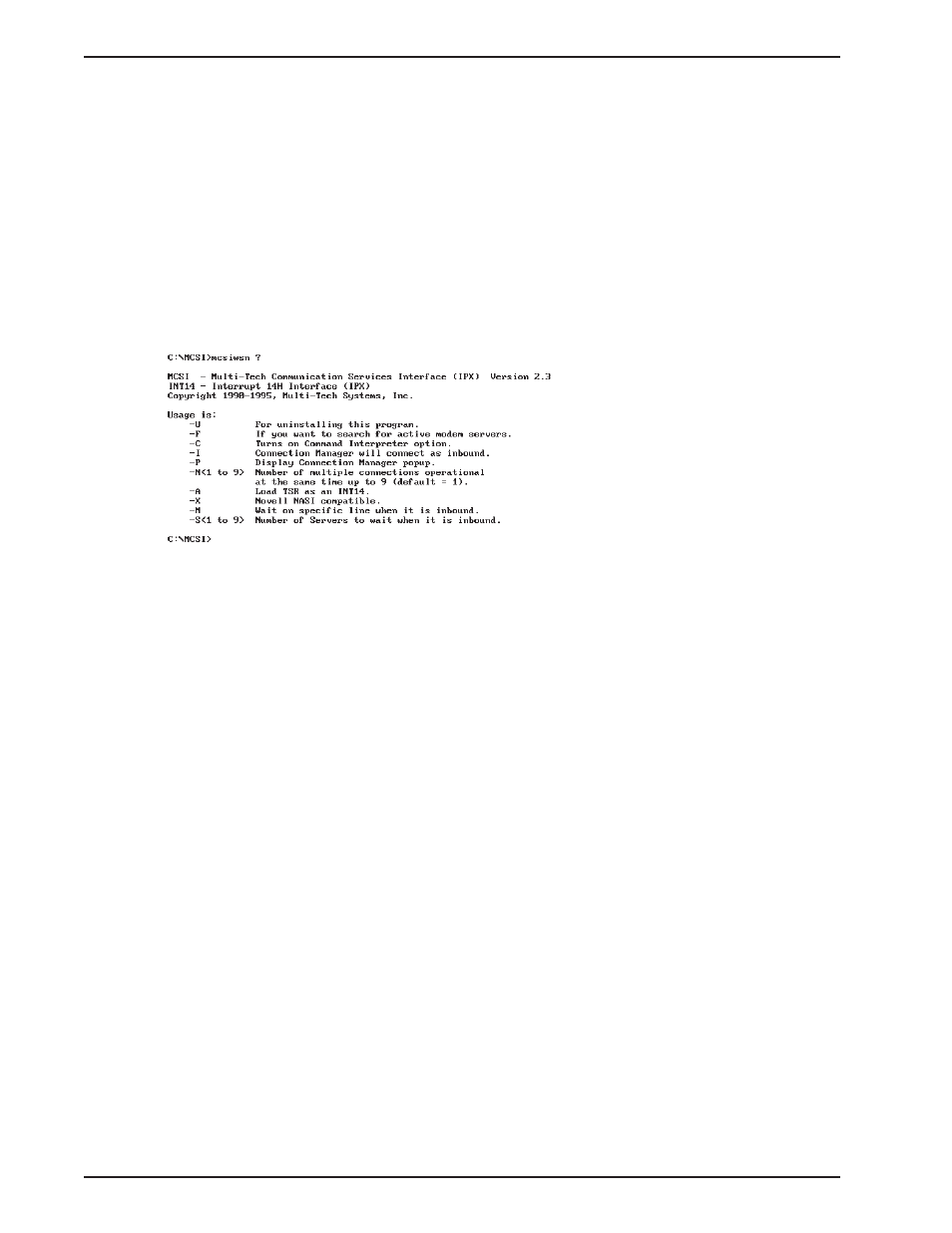 2 mcsi software command line operation, Mcsi software command line operation | Multi-Tech Systems MTASR1-100 User Manual | Page 172 / 207