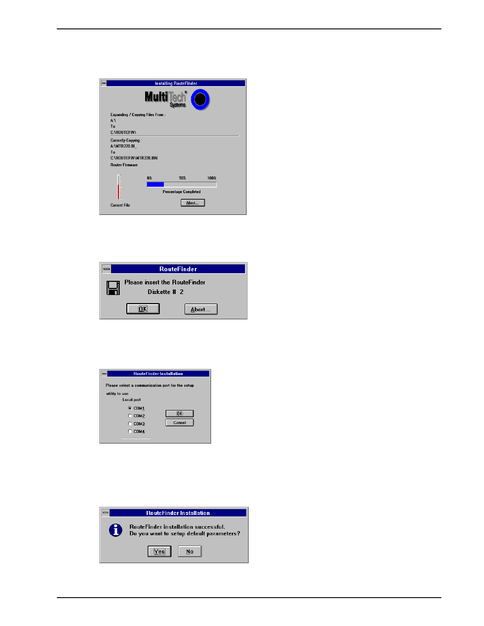 Com port, Percentage completed | Multi-Tech Systems MTASR1-100 User Manual | Page 35 / 207