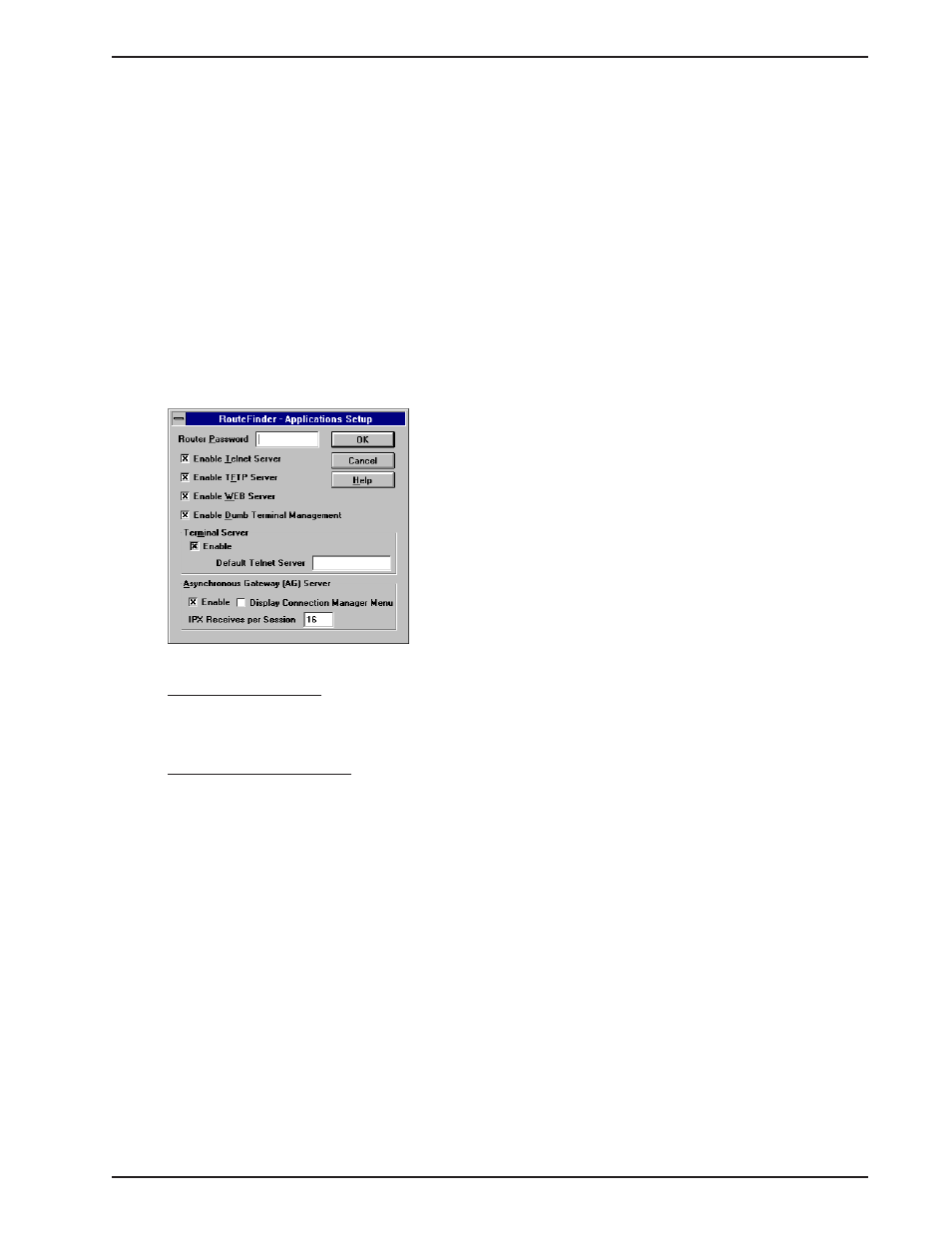 13 applications setup, Applications setup, Enable telnet server | Router password | Multi-Tech Systems MTASR1-100 User Manual | Page 71 / 207