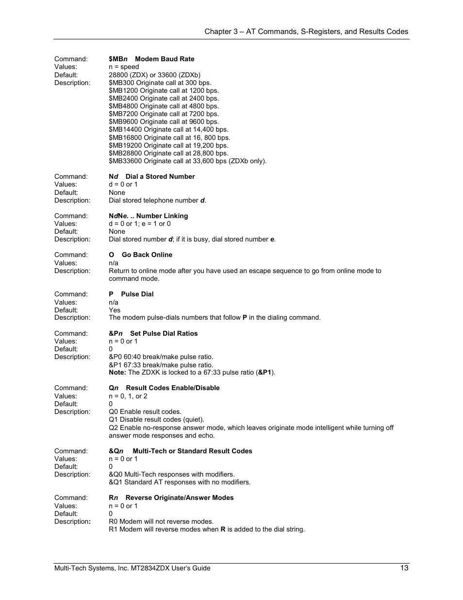 Multi-Tech Systems MULTIMODEM MT2834ZDX User Manual | Page 13 / 33