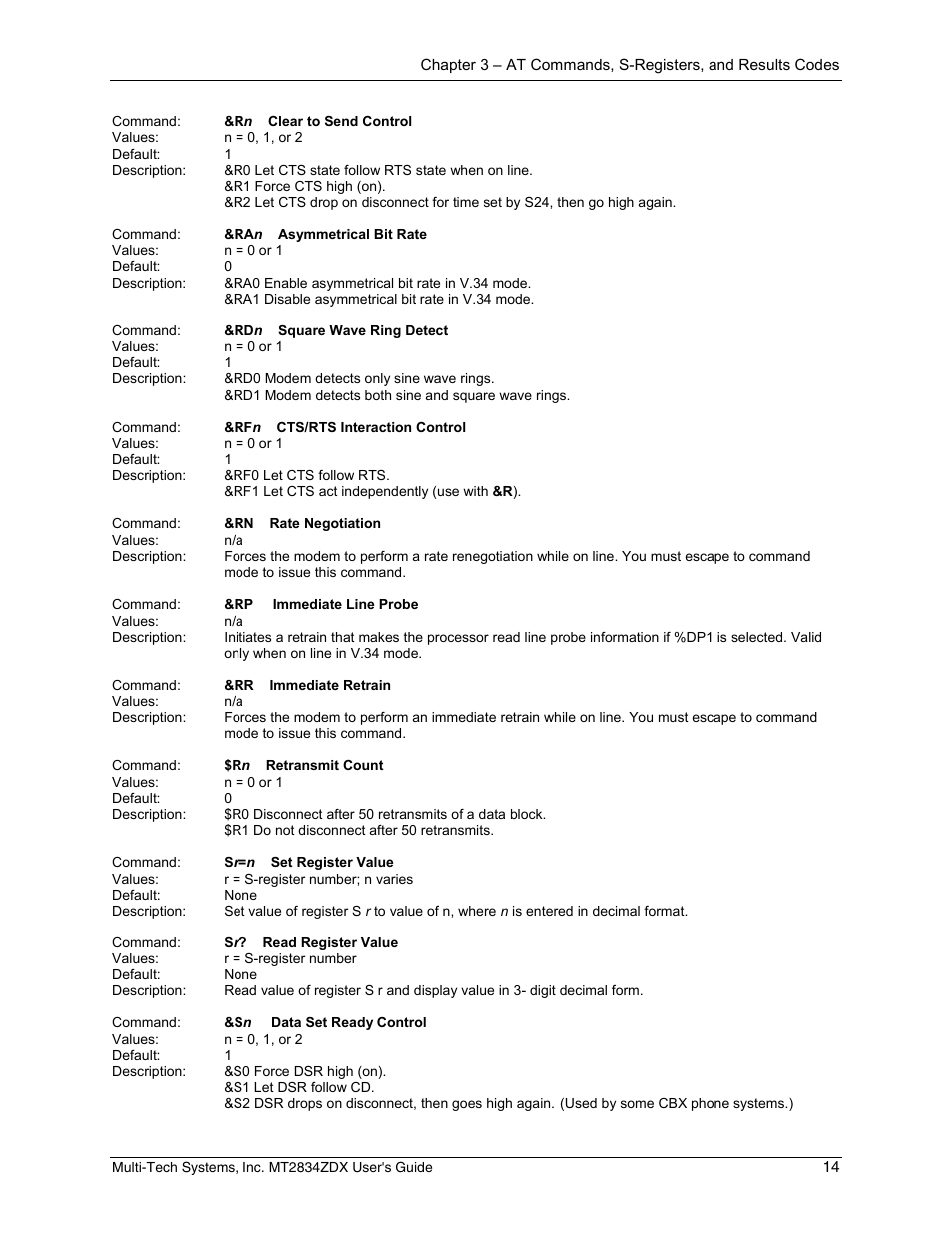 Multi-Tech Systems MULTIMODEM MT2834ZDX User Manual | Page 14 / 33