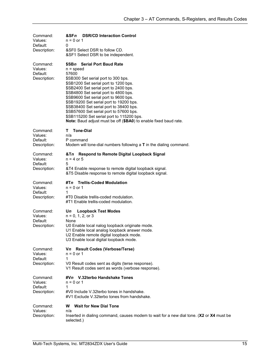Multi-Tech Systems MULTIMODEM MT2834ZDX User Manual | Page 15 / 33