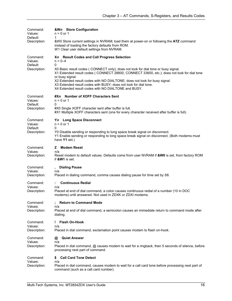 Multi-Tech Systems MULTIMODEM MT2834ZDX User Manual | Page 16 / 33