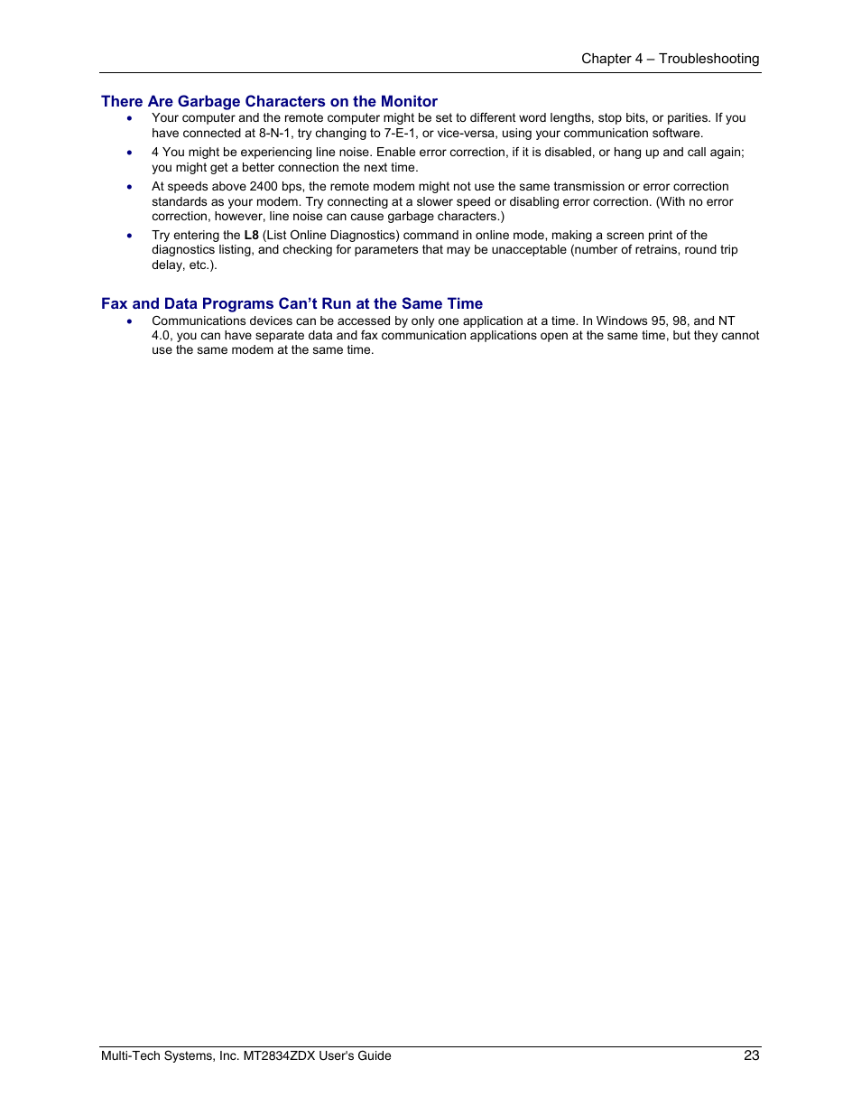 Multi-Tech Systems MULTIMODEM MT2834ZDX User Manual | Page 23 / 33
