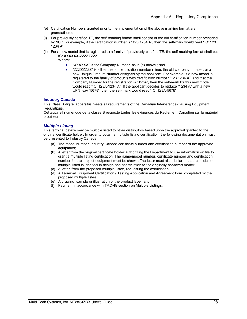 Multiple listing | Multi-Tech Systems MULTIMODEM MT2834ZDX User Manual | Page 28 / 33