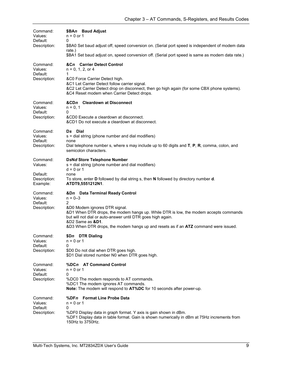 Multi-Tech Systems MULTIMODEM MT2834ZDX User Manual | Page 9 / 33
