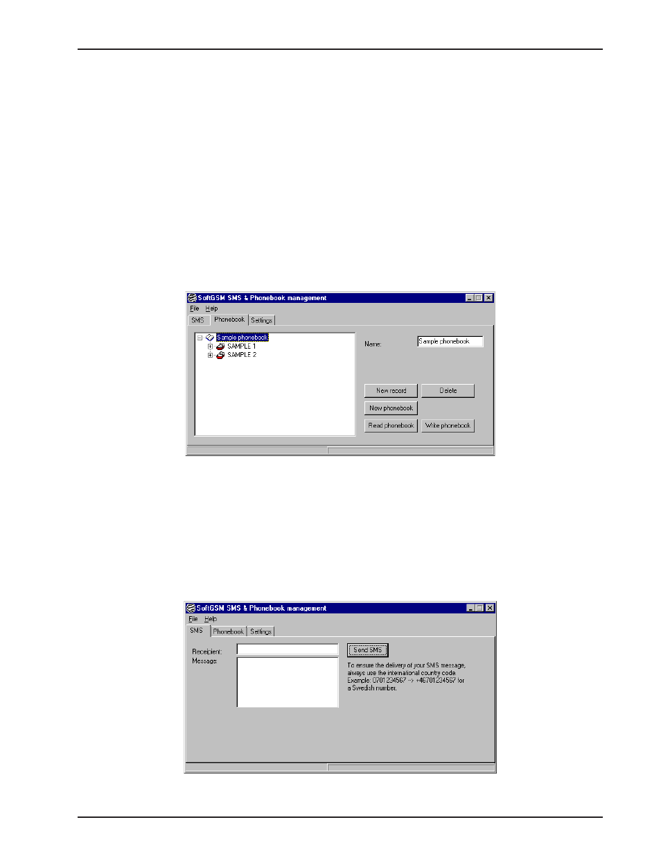 Utility software, Phonebook manager, Sms manager | Phonebook manager sms manager | Multi-Tech Systems MTSGSM User Manual | Page 19 / 81