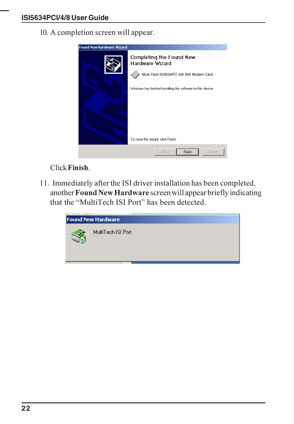 Multi-Tech Systems ISI5634PCI/4/8 User Manual | Page 22 / 122