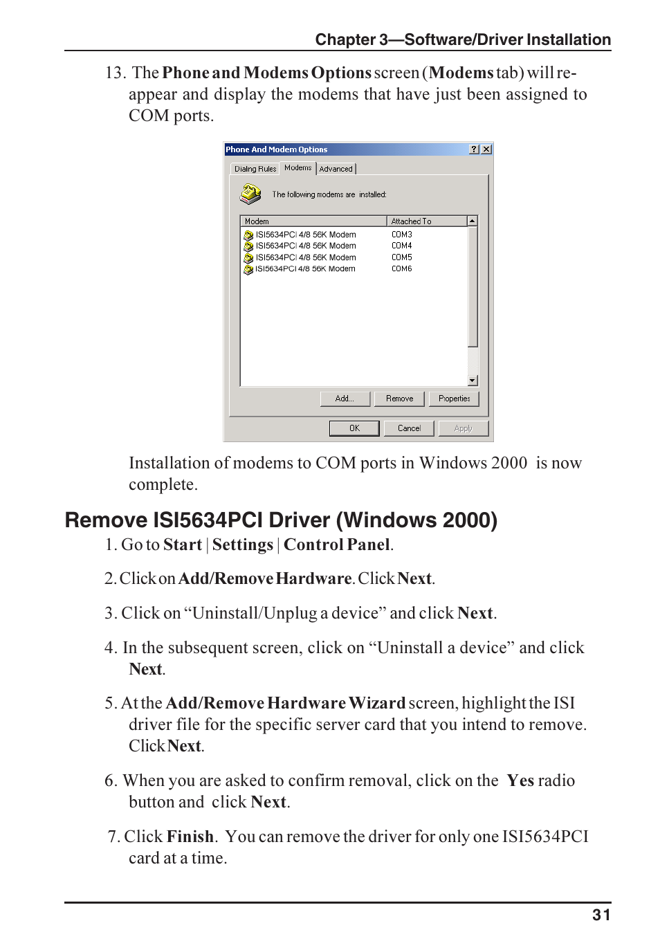 Multi-Tech Systems ISI5634PCI/4/8 User Manual | Page 31 / 122