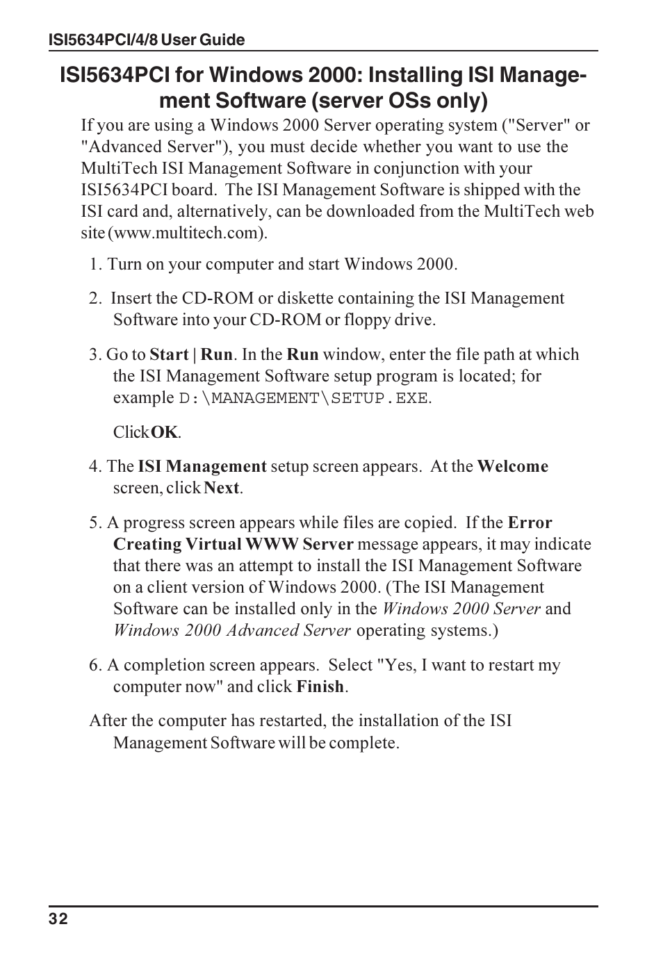 Multi-Tech Systems ISI5634PCI/4/8 User Manual | Page 32 / 122