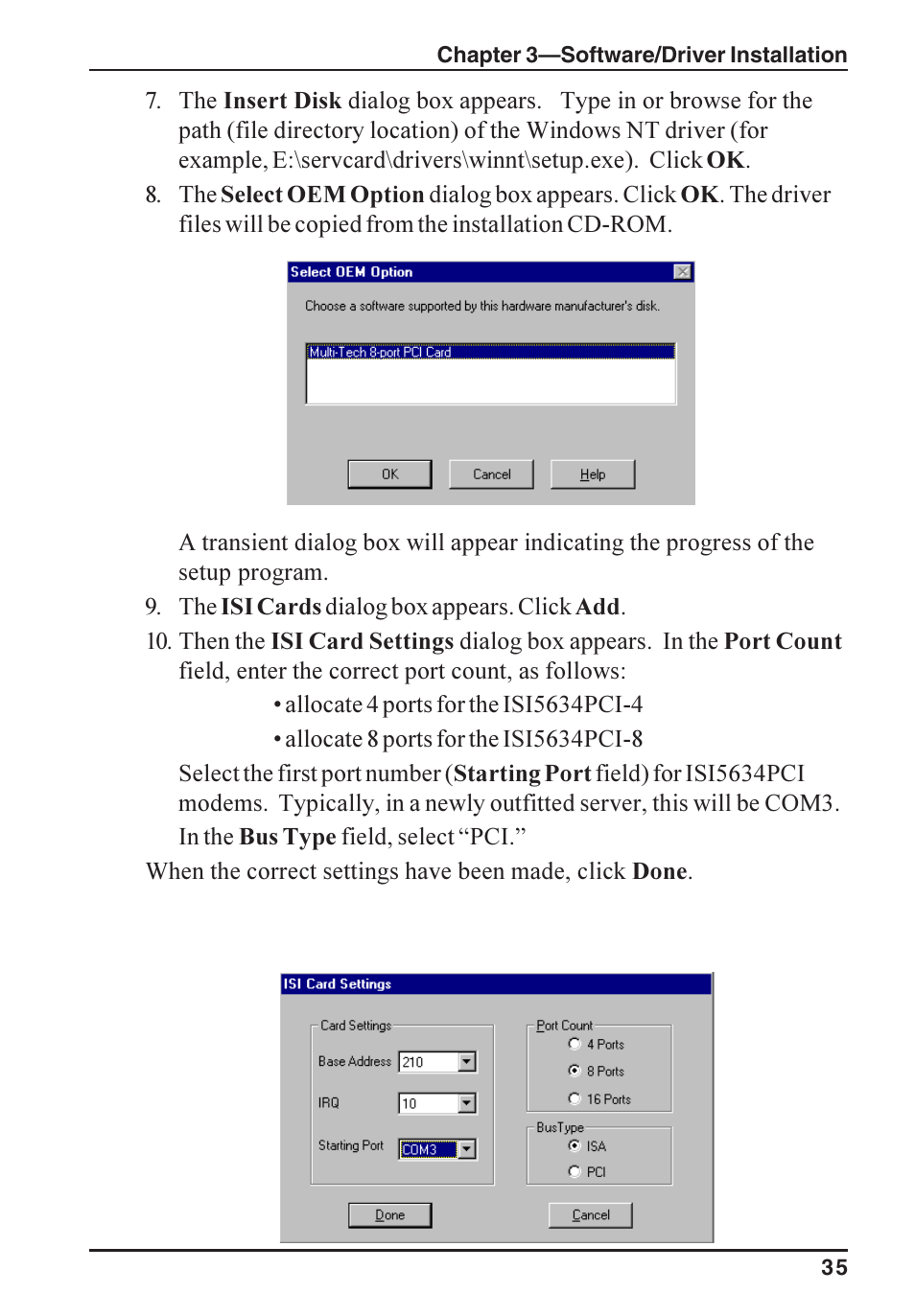 Multi-Tech Systems ISI5634PCI/4/8 User Manual | Page 35 / 122