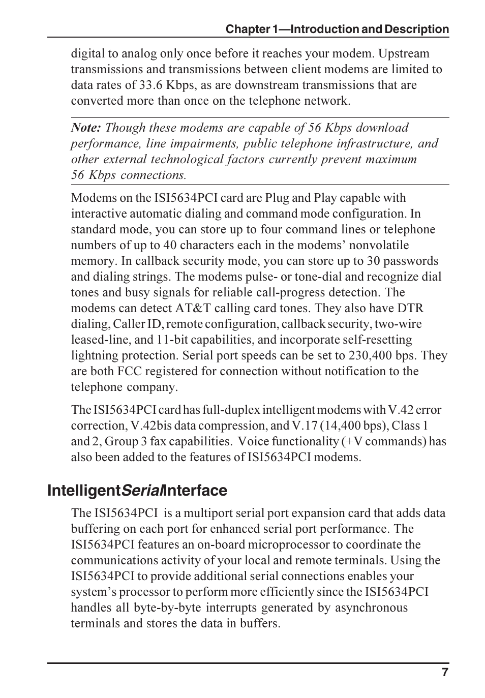 Intelligent serialinterface | Multi-Tech Systems ISI5634PCI/4/8 User Manual | Page 7 / 122