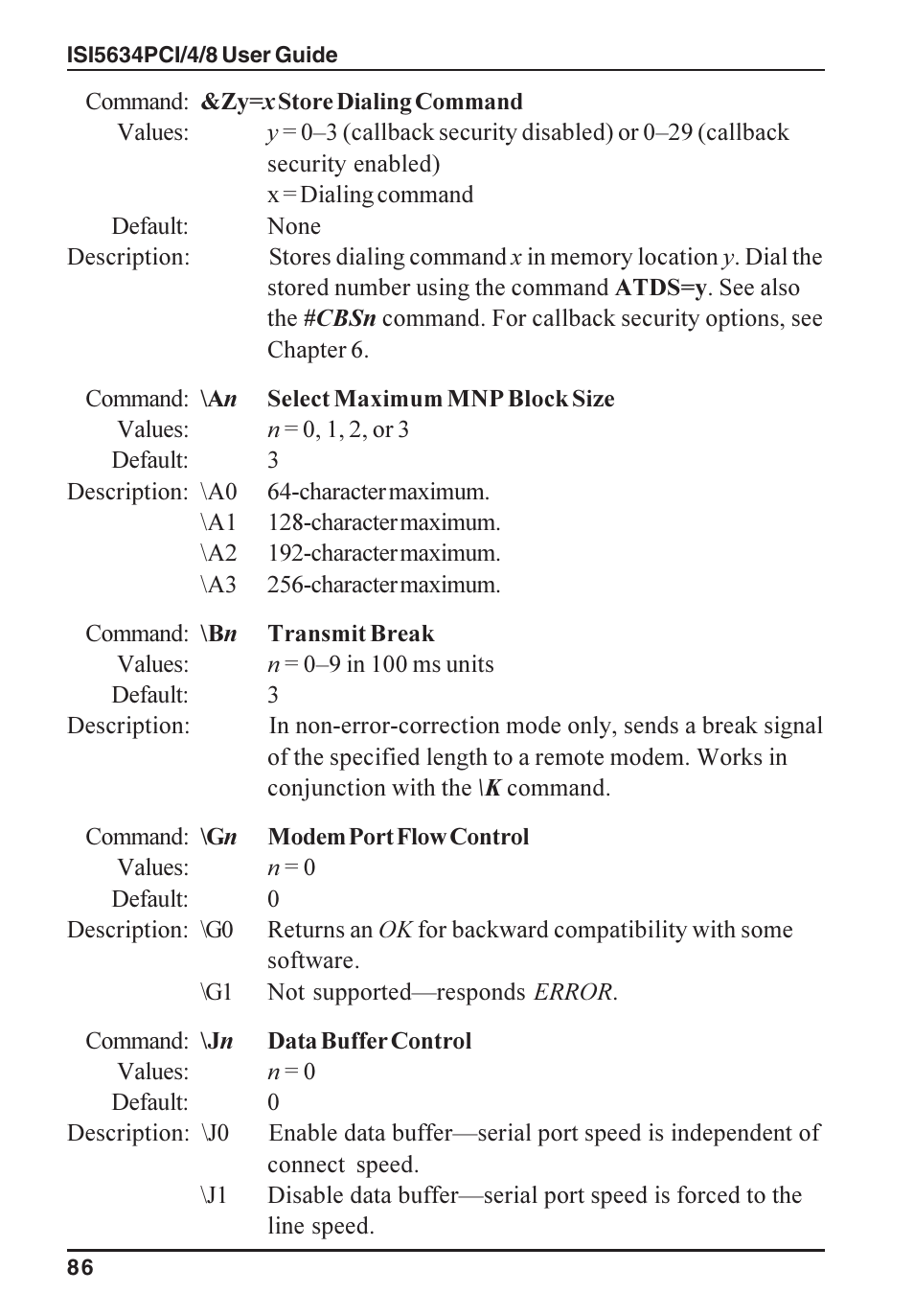 Multi-Tech Systems ISI5634PCI/4/8 User Manual | Page 86 / 122