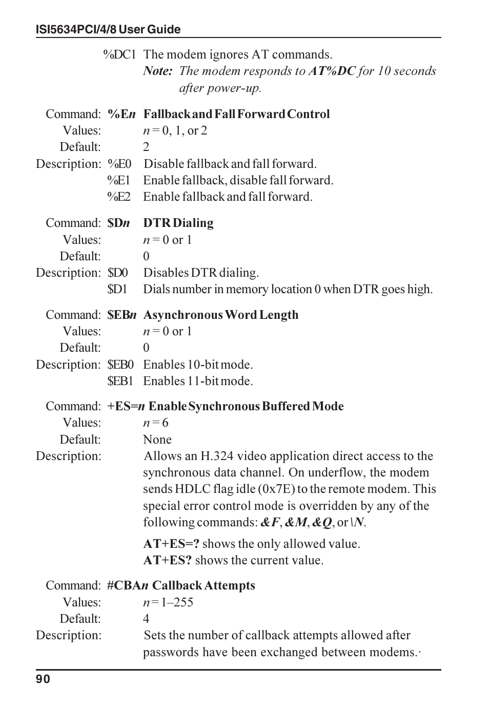 Multi-Tech Systems ISI5634PCI/4/8 User Manual | Page 90 / 122
