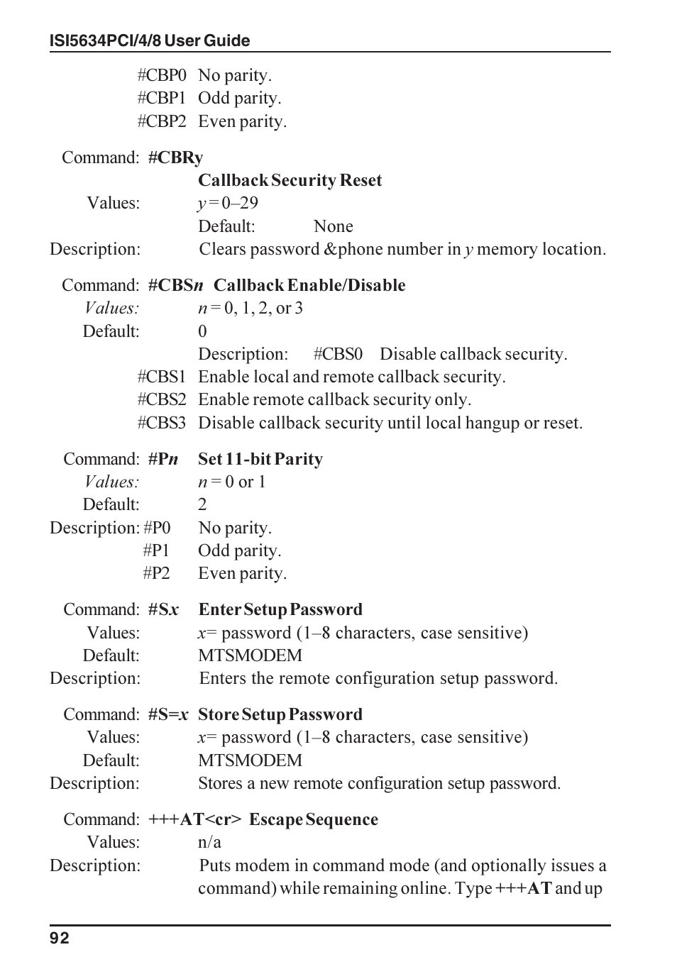 Multi-Tech Systems ISI5634PCI/4/8 User Manual | Page 92 / 122