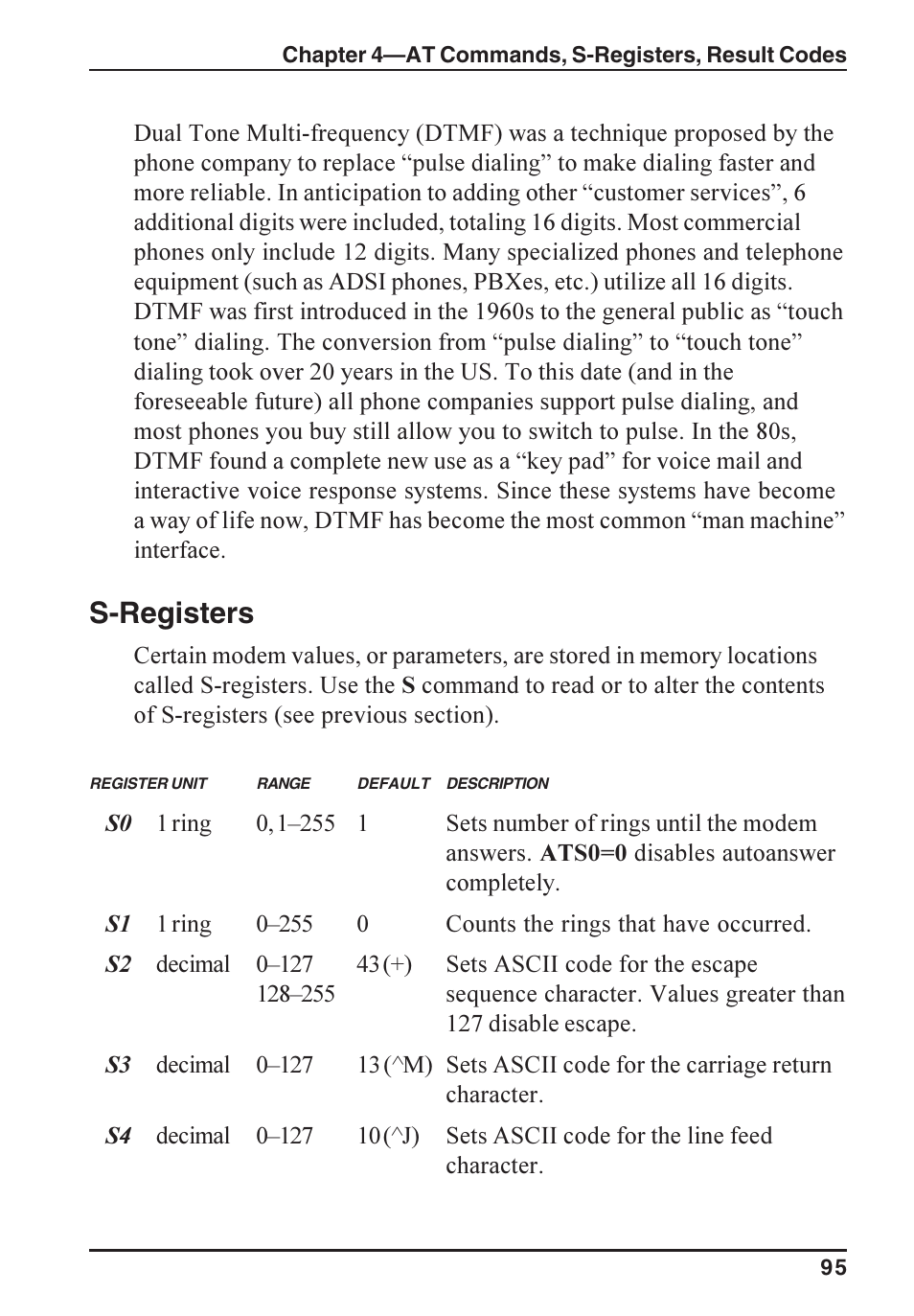 S-registers | Multi-Tech Systems ISI5634PCI/4/8 User Manual | Page 95 / 122