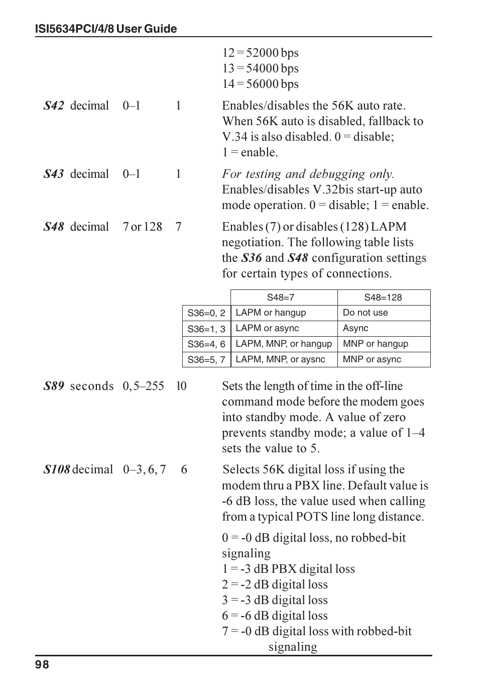 Multi-Tech Systems ISI5634PCI/4/8 User Manual | Page 98 / 122