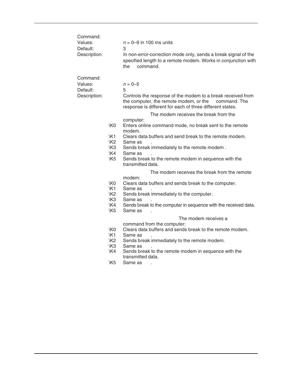 Break control command, Break signal, Transmit break command | Multi-Tech Systems MT5634ZBA User Manual | Page 20 / 59