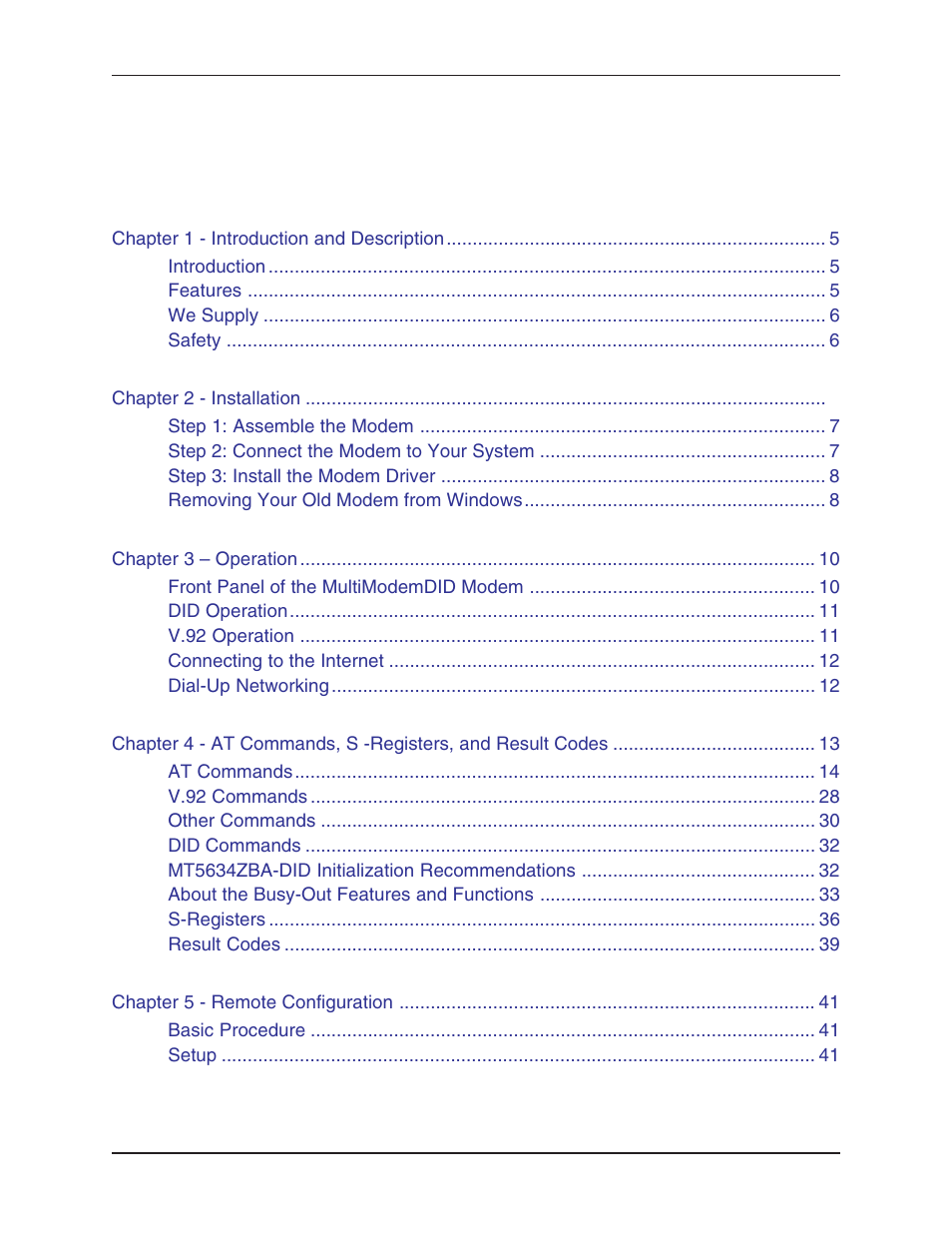 Multi-Tech Systems MT5634ZBA User Manual | Page 3 / 59