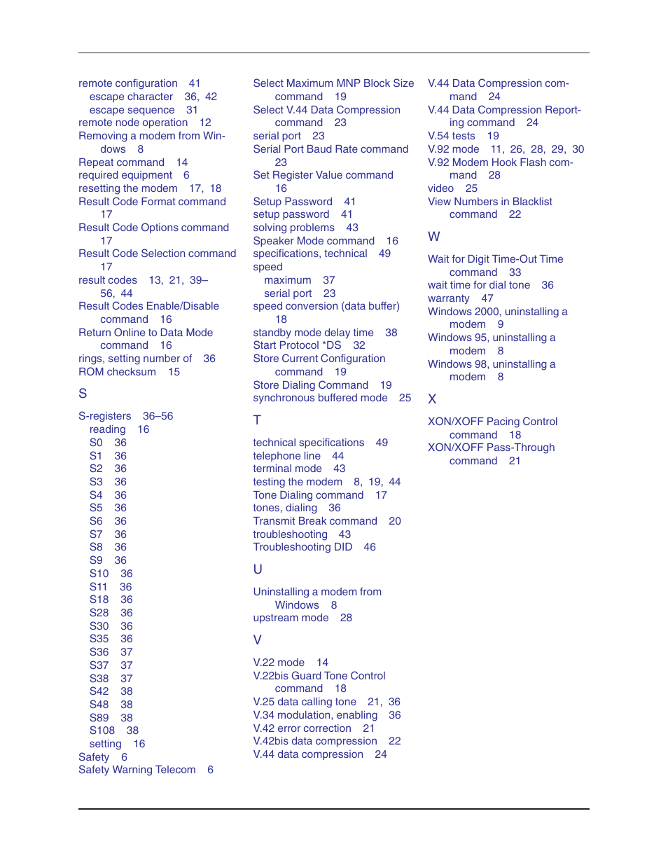 Speed | Multi-Tech Systems MT5634ZBA User Manual | Page 59 / 59