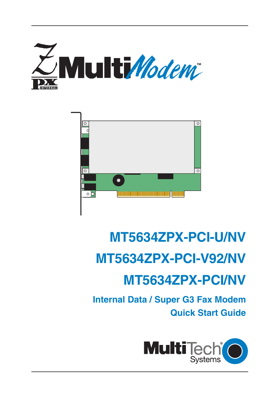 Multi-Tech Systems MT5634ZPX-PCI-U/NV User Manual | 12 pages