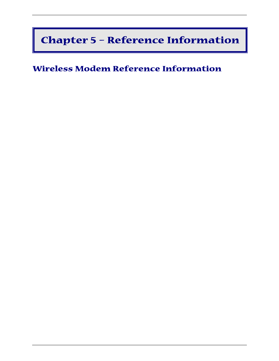 Chapter 5 – reference information, Wireless modem reference information | Multi-Tech Systems MTCBA-G-U User Manual | Page 32 / 35