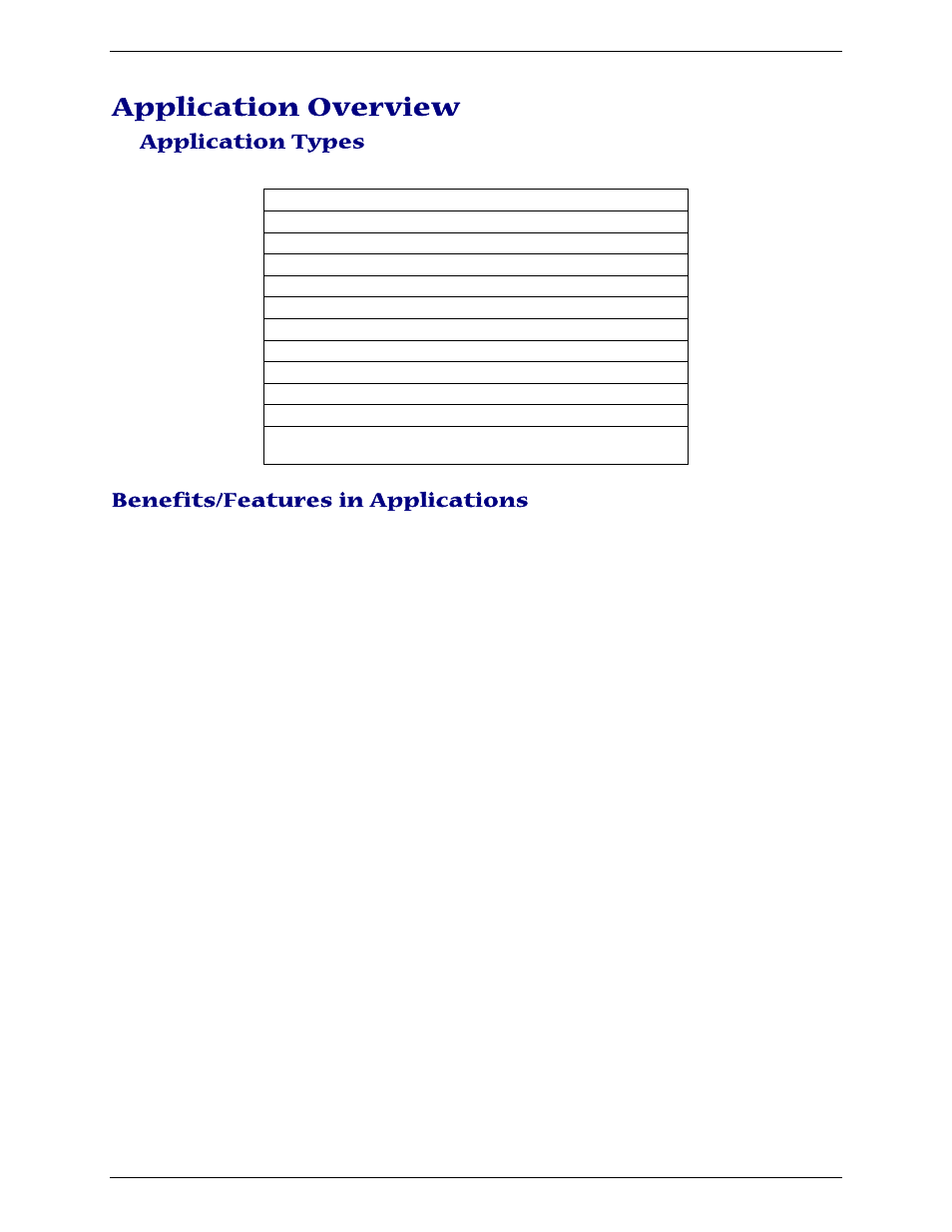 Application overview, Application types, Benefits/features in applications | Multi-Tech Systems MTCBA-G-U User Manual | Page 5 / 35